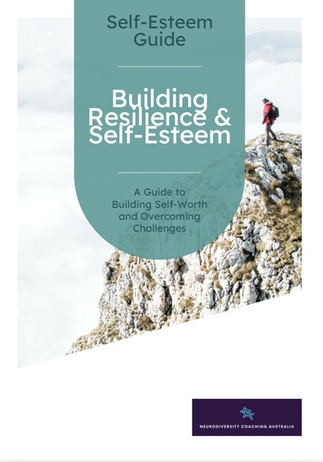 Book cover of 'Building Resilience & Self-Esteem' with a person on a mountain peak.