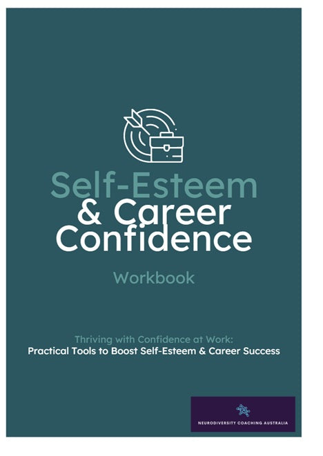 Workbook cover titled 'Self-Esteem & Career Confidence' with a logo on a teal background.
